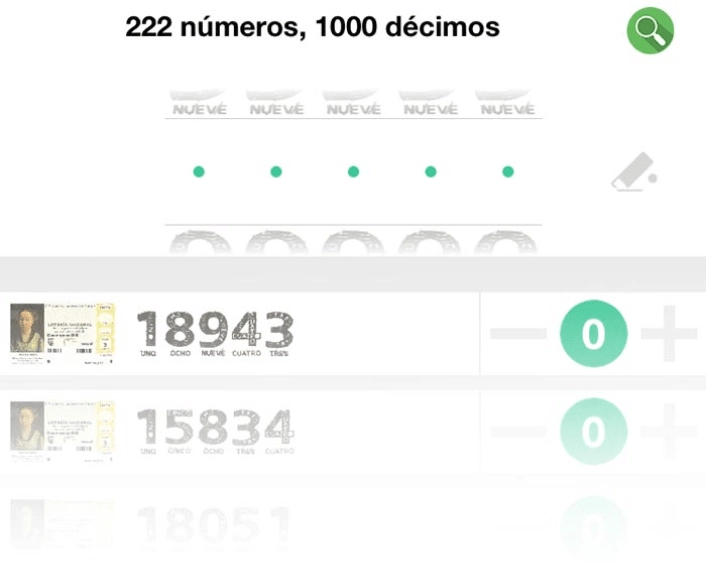 Si deseas buscar tus números, pulsa sobre la lupa que encontrarás en la parte superior derecha de la pantalla