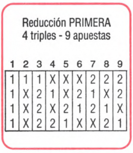 9 apuestas en la primera Quiniela reducida