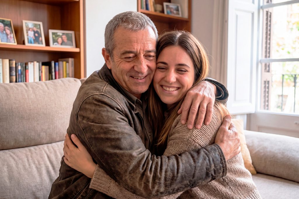 Padre e hija celebran en casa un premio de Lotería Nacional en TuLotero