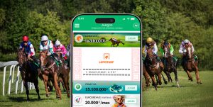 Sorteo Lototurf en la app de TuLotero con carrera de caballos de fondo