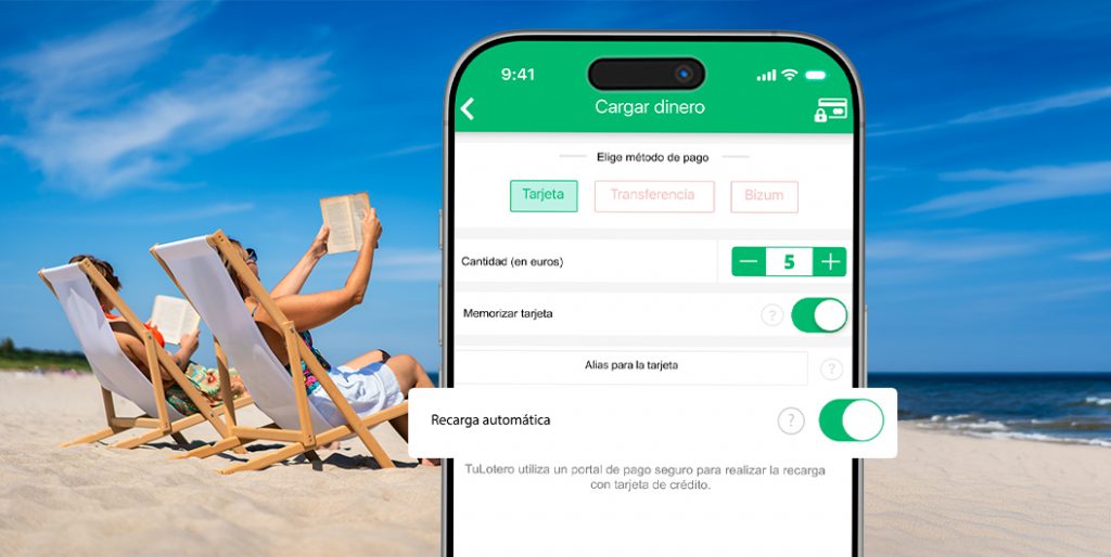 Móvil con la app de TuLotero para activar la recarga automática de Euromillones