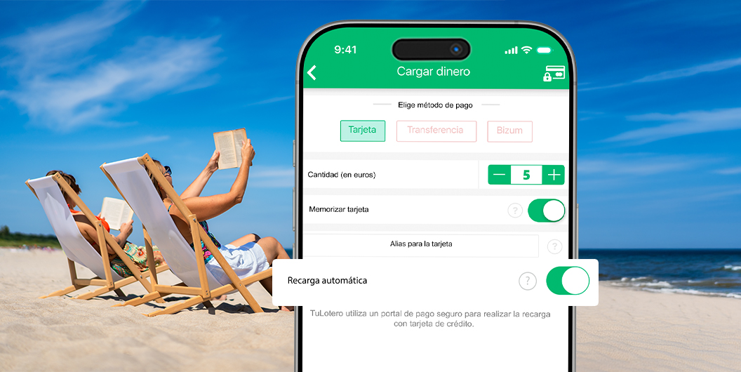 Móvil con la app de TuLotero para activar la recarga automática de Euromillones